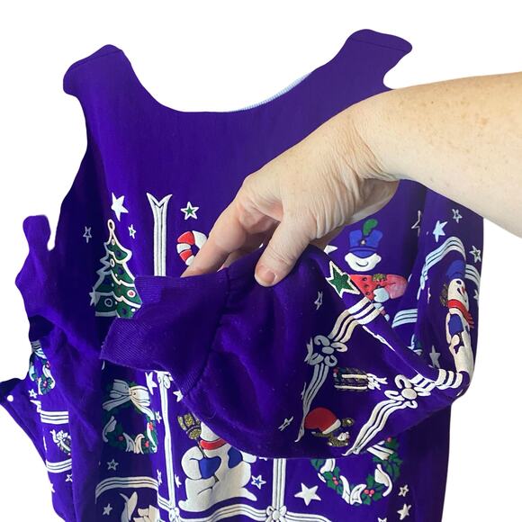 Vintage Savoy Christmas Sweater Dress Purple Holiday Tunic One Size USA - Picture 3 of 6